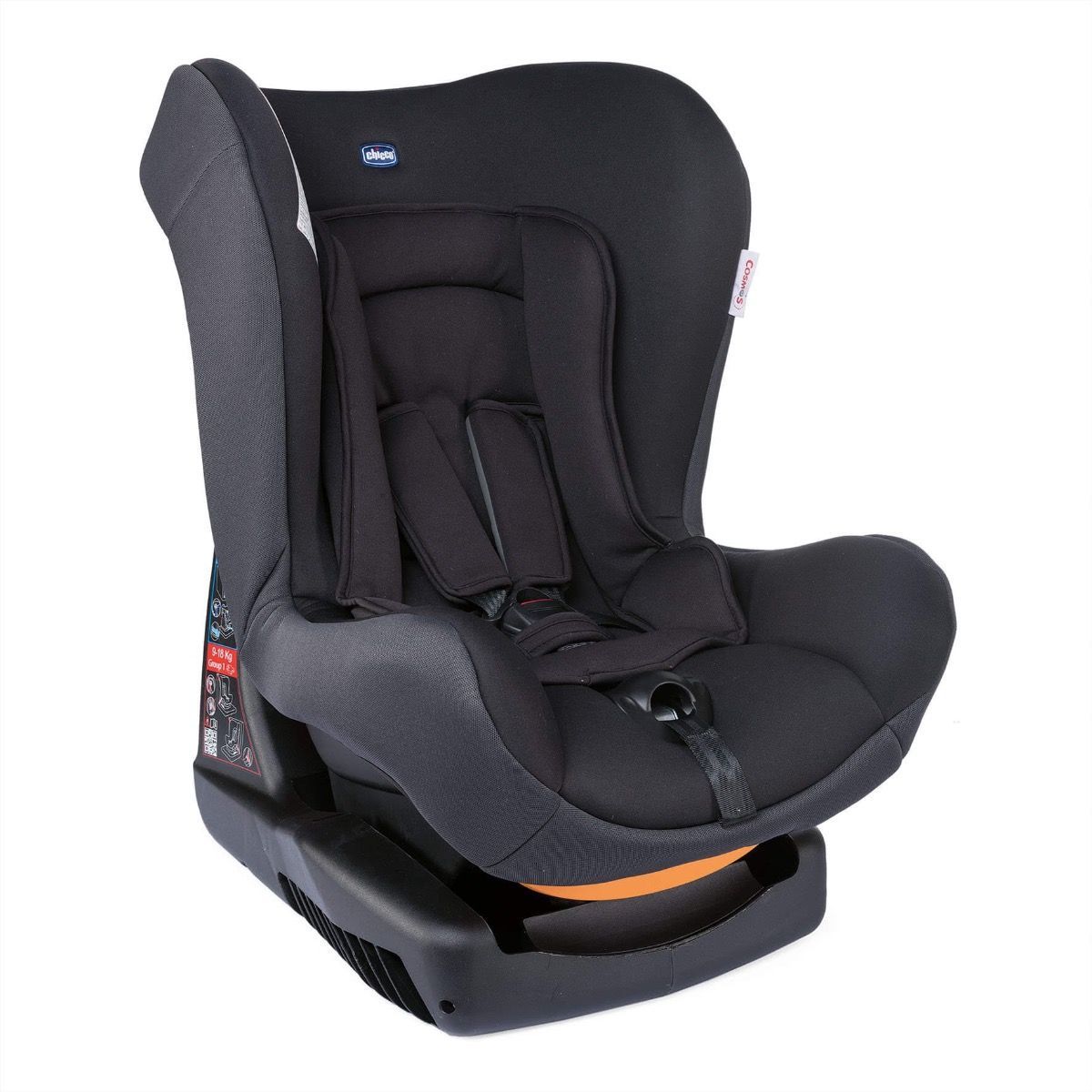 Cadeira Auto Chicco Cosmos Black: segurança e estilo para bebês de 0 a 18 kg.