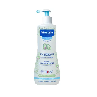 Água de Limpeza Mustela Sem Enxaguamento 500ML, suave e segura para bebês