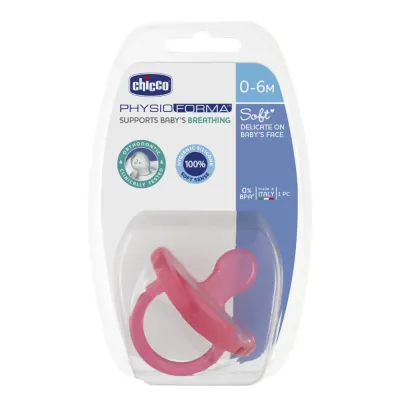 Chupeta Chicco Physio Soft Silicone Rosa para bebês de 0-6 meses.