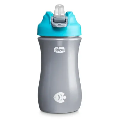Copo Chicco Pop Up Azul com bico macio, anti-fugas, ideal para passeios