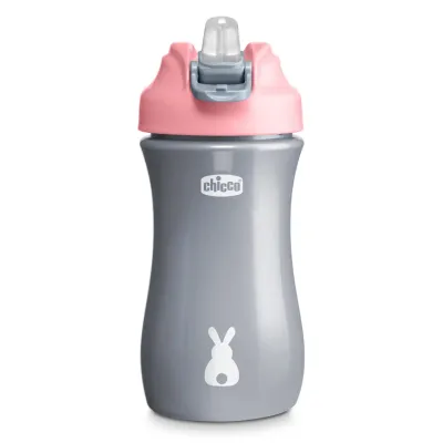 Copo Chicco Pop Up Rosa com bico macio, anti-fugas, ideal para passeios