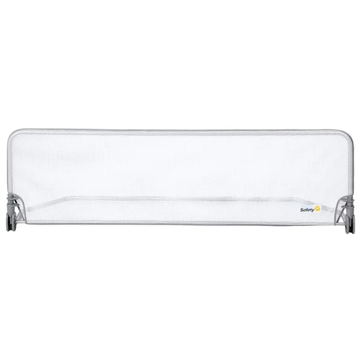 Barreira de cama XL Safety 1st cinza escuro, extra larga e segura para crianças.