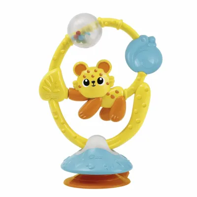 Brinquedo Chicco Amigo da Selva para cadeiras de papa, ideal para crianças de 6 a 18 meses.