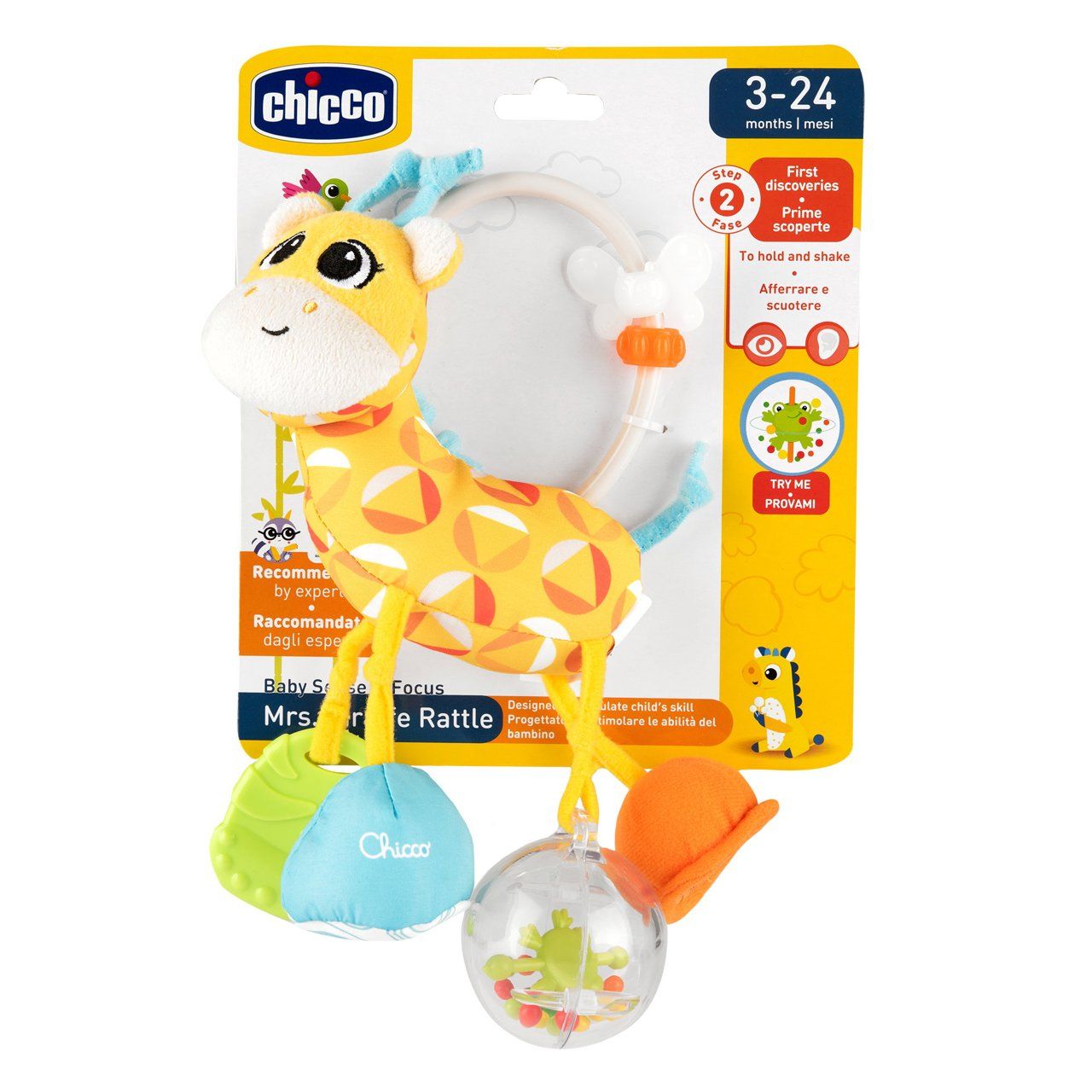 Chicco Mrs Giraffe – Brinquedo educativo com diferentes atividades sensoriais e efeitos sonoros para bebés.