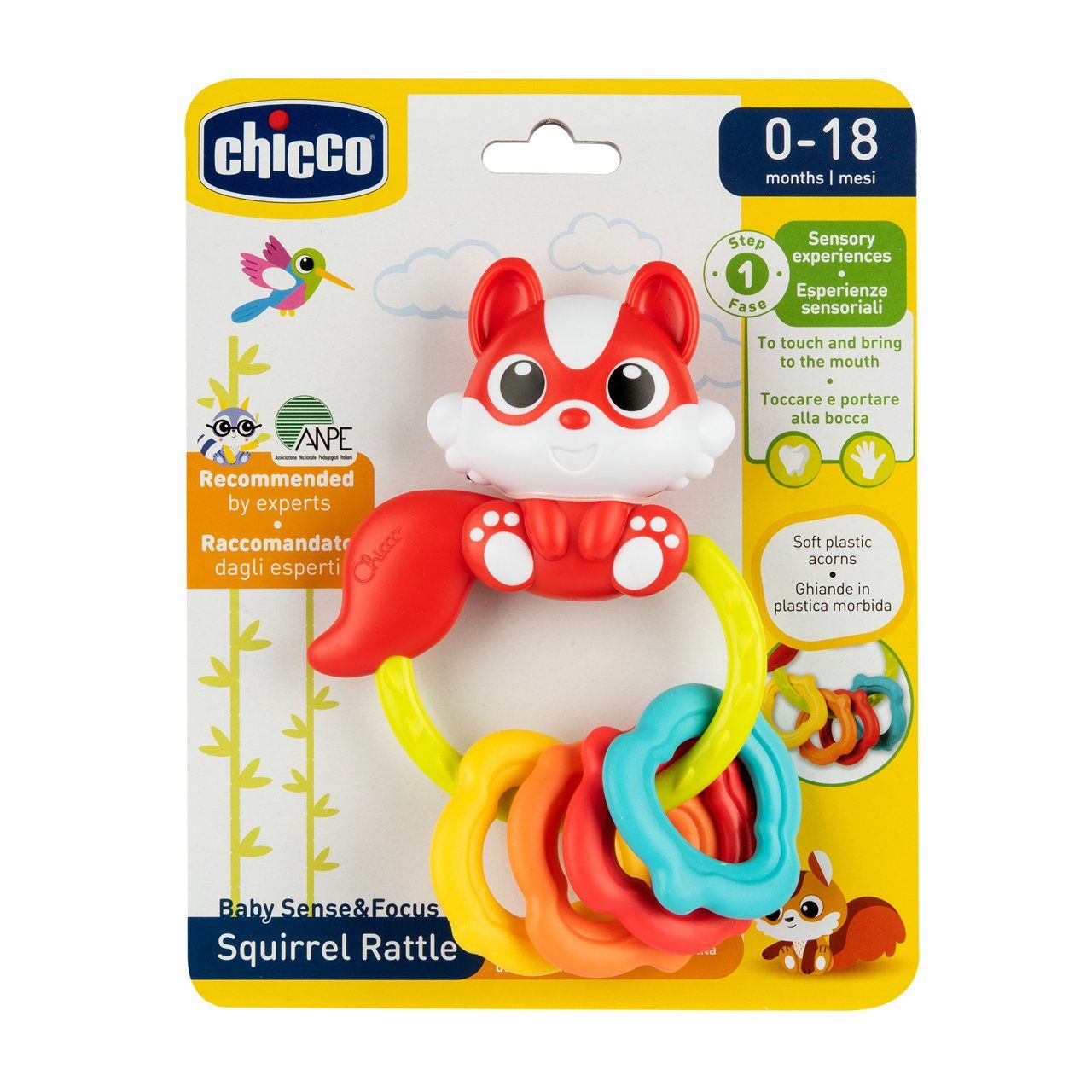 Chicco Porta Chaves Eco+ – Brinquedo de coordenação manual com chaves texturizadas.