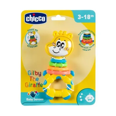 Chicco Roca Gilby – Girafa com anéis coloridos e som de chocalho para o bebé.