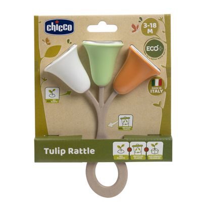 Chicco Tulipa Agita e Brinca Eco+ – Guizo ecológico com som e formato divertido.