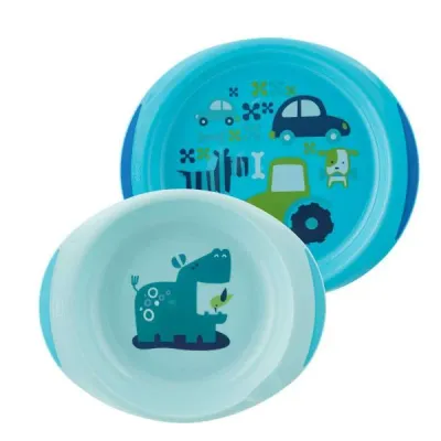  Chicco Conjunto de Pratos Azul – Prato raso e prato de sopa para bebés.