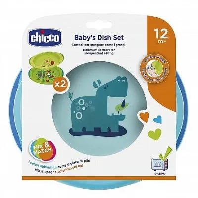  Chicco Conjunto de Pratos Azul – Prato raso e prato de sopa para bebés.