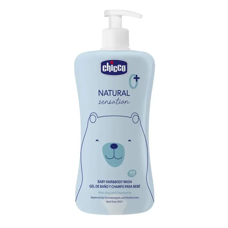 Chicco Gel de Banho 2 em 1 sem Lágrimas, com Aloé Vera e Camomila, 500ml.