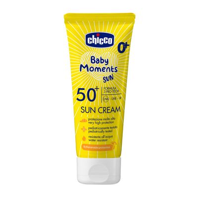 Chicco Creme Solar SPF50+, alta proteção para peles sensíveis do bebé, 75ml.