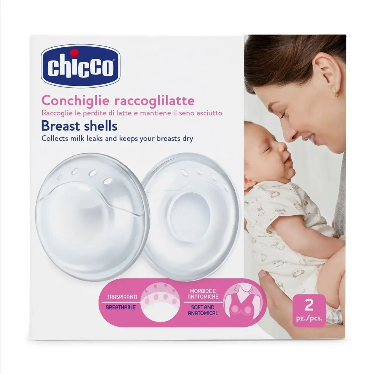 Conchas Coletoras de Leite Chicco - Pack 2 Unidades para Amamentação Confortável