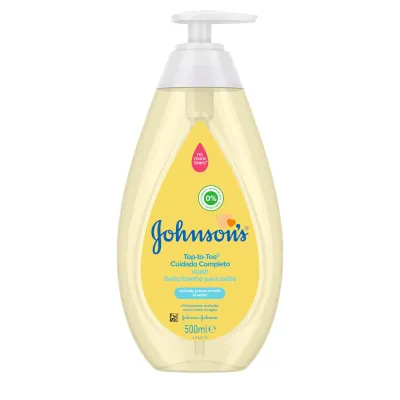 Gel de Banho Johnson&#39;s Cuidado Completo 500ml, limpeza suave para bebês e família.