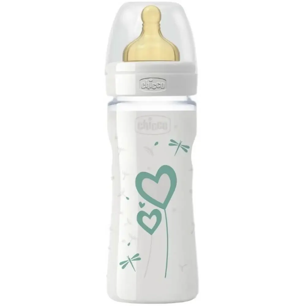 Biberão de Vidro Chicco Natural com Bico de Látex 0M+ 240ml