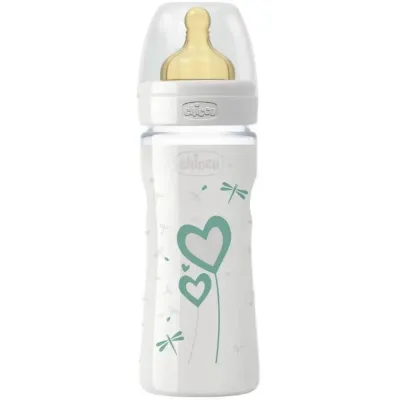 Biberão de Vidro Chicco Natural com Bico de Látex 0M+ 240ml