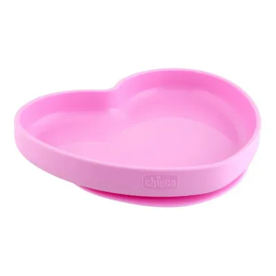 Prato Chicco Heart em silicone com ventosa para bebés 9m+