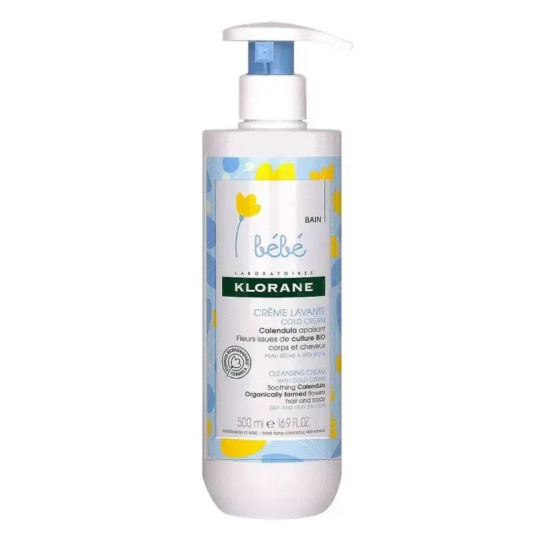 Creme lavante Klorane Bébé com Cold Cream 500ml para pele seca do bebé