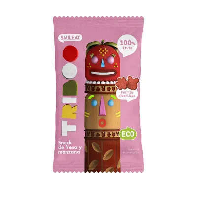 Snack orgânico infantil de maçã e morango Smileat 25g
