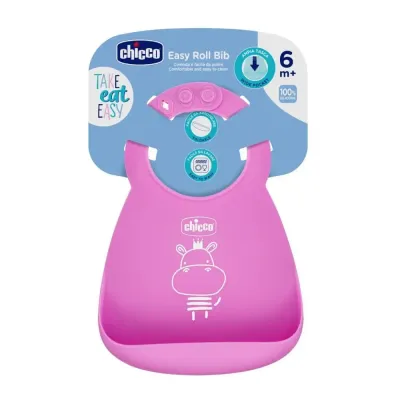 Babete de silicone macio Chicco com bolso e fecho ajustável