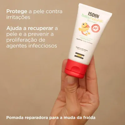 ISDIN BabyNaturals Creme Reparador AF 50ml para alívio imediato na zona da fralda.