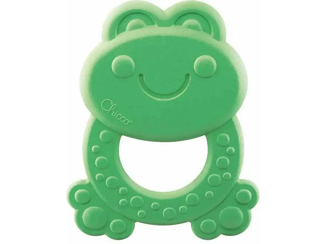 Mordedor ecológico Chicco Eco+ colorido, feito com bioplástico macio.