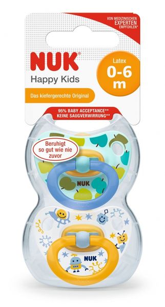 Chupetas NUK Happy Kids Silicone 0-6M x 2 