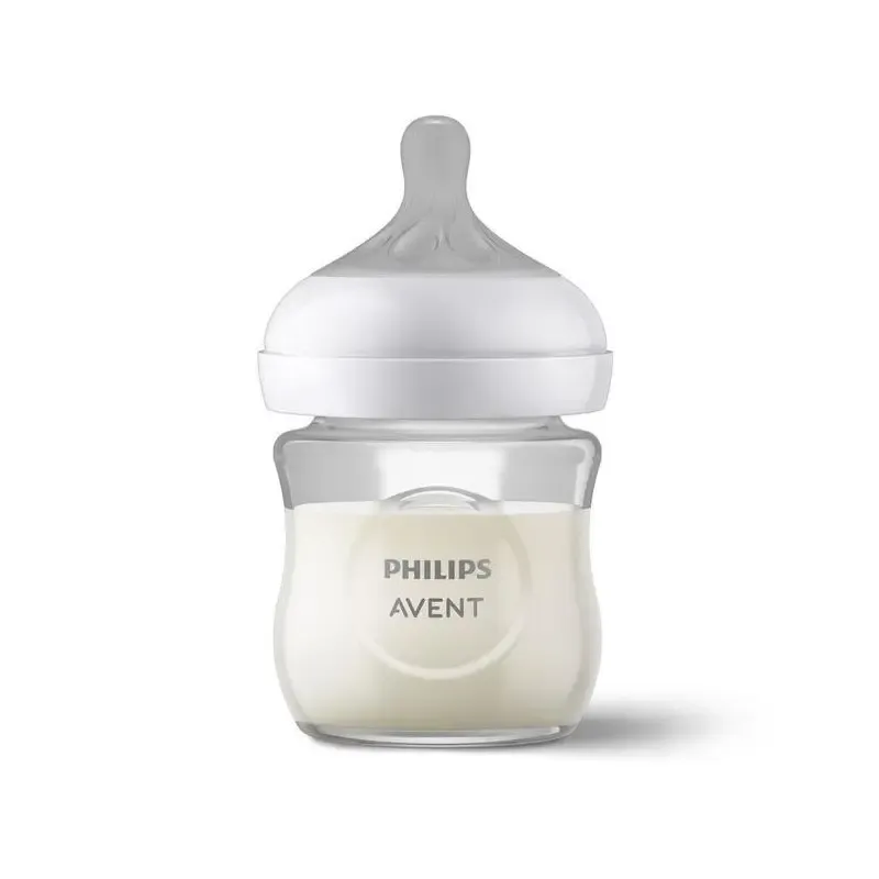 Biberão de Vidro Philips Avent Natural 120ml com tetina para recém-nascidos.