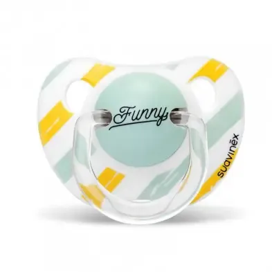 Chupeta Suavinex Evolution Vida Significativa em silicone anatómico com design crochê.