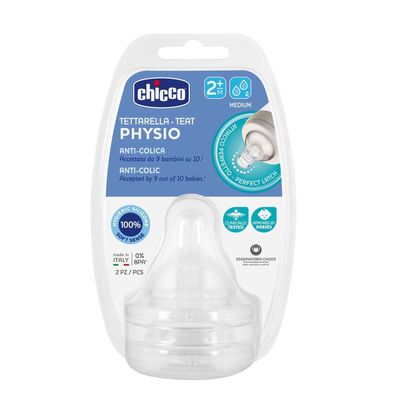 CHICCO | Tetina Perfect5 2M+ Fluxo Médio Silicone 2 Unidades