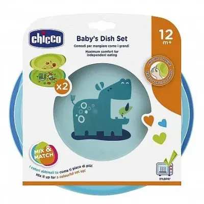  Chicco Conjunto de Pratos Azul – Prato raso e prato de sopa para bebés.