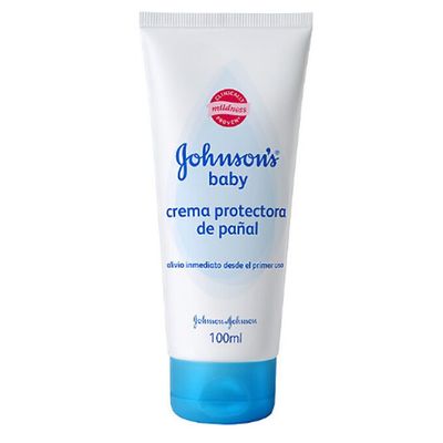 Tubo de 100ml do Creme Protector Contra Assaduras da Johnson&#39;s Baby, com textura suave e emoliente.