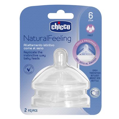 Chicco | Tetina NaturalFeeling 6M+ Fluxo Rápido 2 Unidades