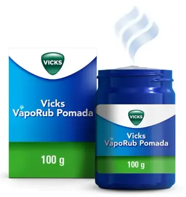 Pomada Vicks Vaporub 50g para alívio de sintomas respiratórios.