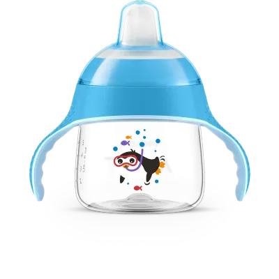 Copo Pinguim Avent 200ml com alças para bebês – Azul