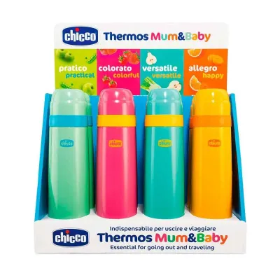 Termo Chicco Mã&amp;Bebé 500ml em aço inoxidável colorido