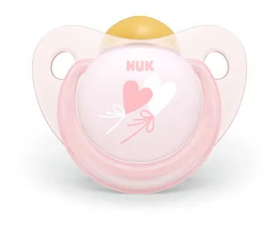 Chupetas de látex Nuk rosa e azul 0-6 meses com caixa de armazenamento