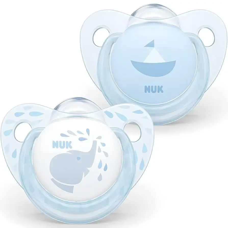 Chupetas de látex Nuk rosa e azul 0-6 meses com caixa de armazenamento