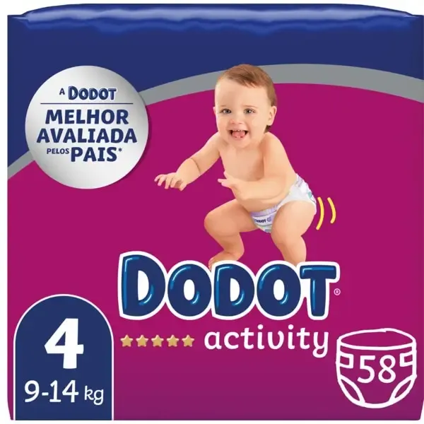 Fraldas Dodot Activity T4 58 unidades para bebés de 9 a 14 kg