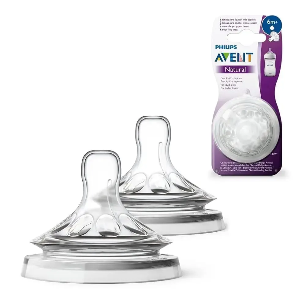 Tetina Avent Natural grossa para líquidos espessos 6M+ com válvula anticólica e design flexível