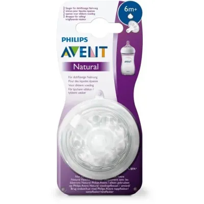 Tetina Avent Natural grossa para líquidos espessos 6M+ com válvula anticólica e design flexível