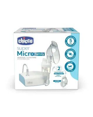 Aerossol de pistão Chicco Super Micro Family portátil com máscaras para crianças e adultos