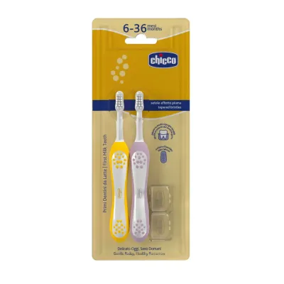 Chicco Pack 2 Escovas Primeiros Dentes 6-36M para bebés e crianças pequenas
