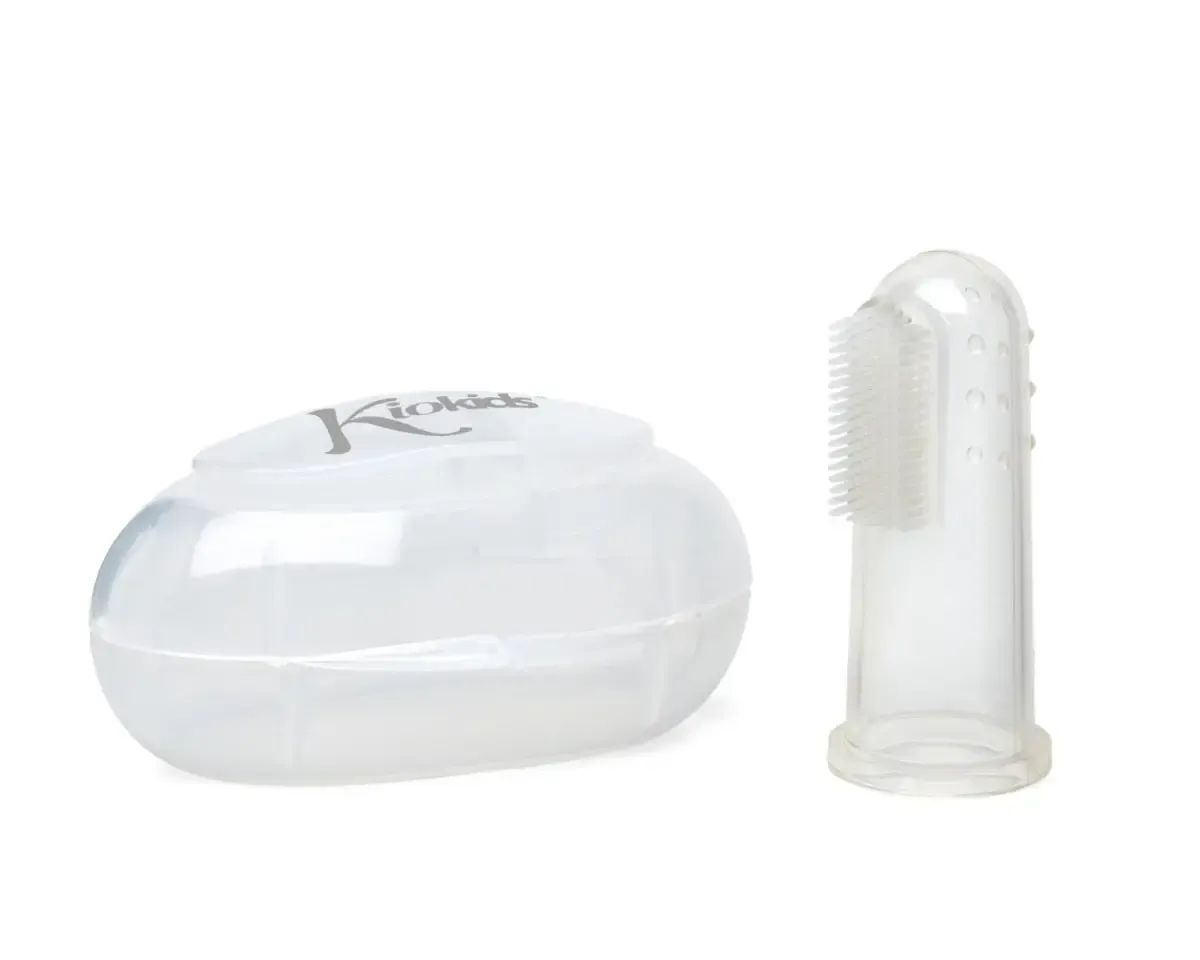 Escova de dentes em silicone Kiokids — higiene oral suave e segura para bebés