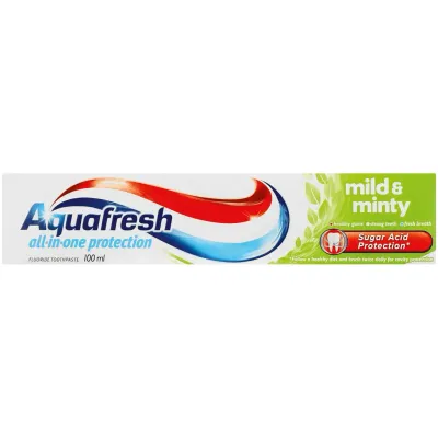Pasta de dentes Aquafresh suave refrescante — proteção completa com sabor de menta
