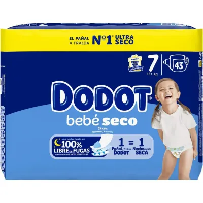 Dodot | Fralda Bebé Seco T7 (+15Kg) 43uds