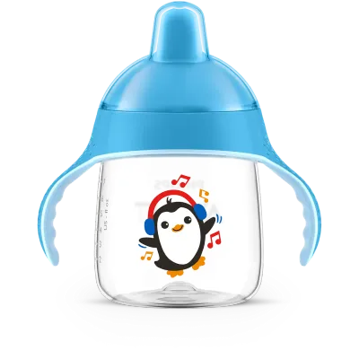 Copo Pinguim Philips Avent 260ml com alças de treino e bico rígido