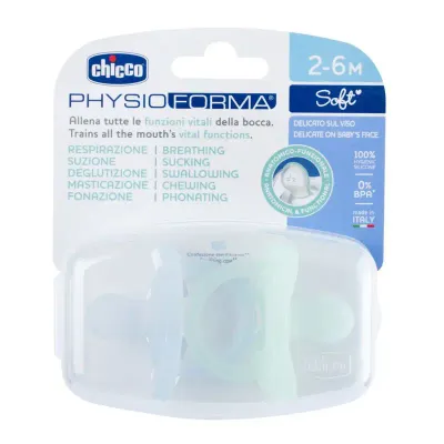 Chupeta Chicco PhysioForma Soft 2-6m Azul, extra macia e ergonômica