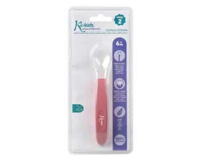 Kiokids | Colher Silicone Rosa Step 2 - 6M+