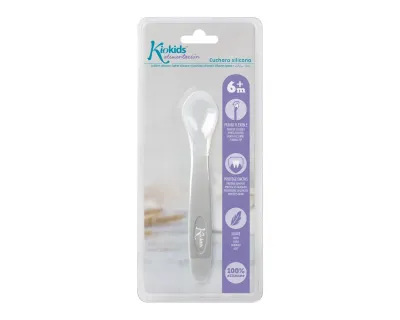 Colher de silicone Kiokids Step 2 para bebés a partir dos 6 meses.