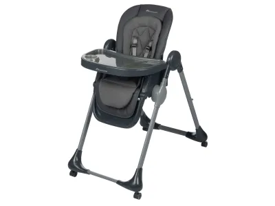 Cadeira de Refeição Bébé Confort Olea Mineral Graphite: design ergonómico, reclinação em várias posições e materiais fáceis de limpar para o conforto e praticidade do seu bebé.